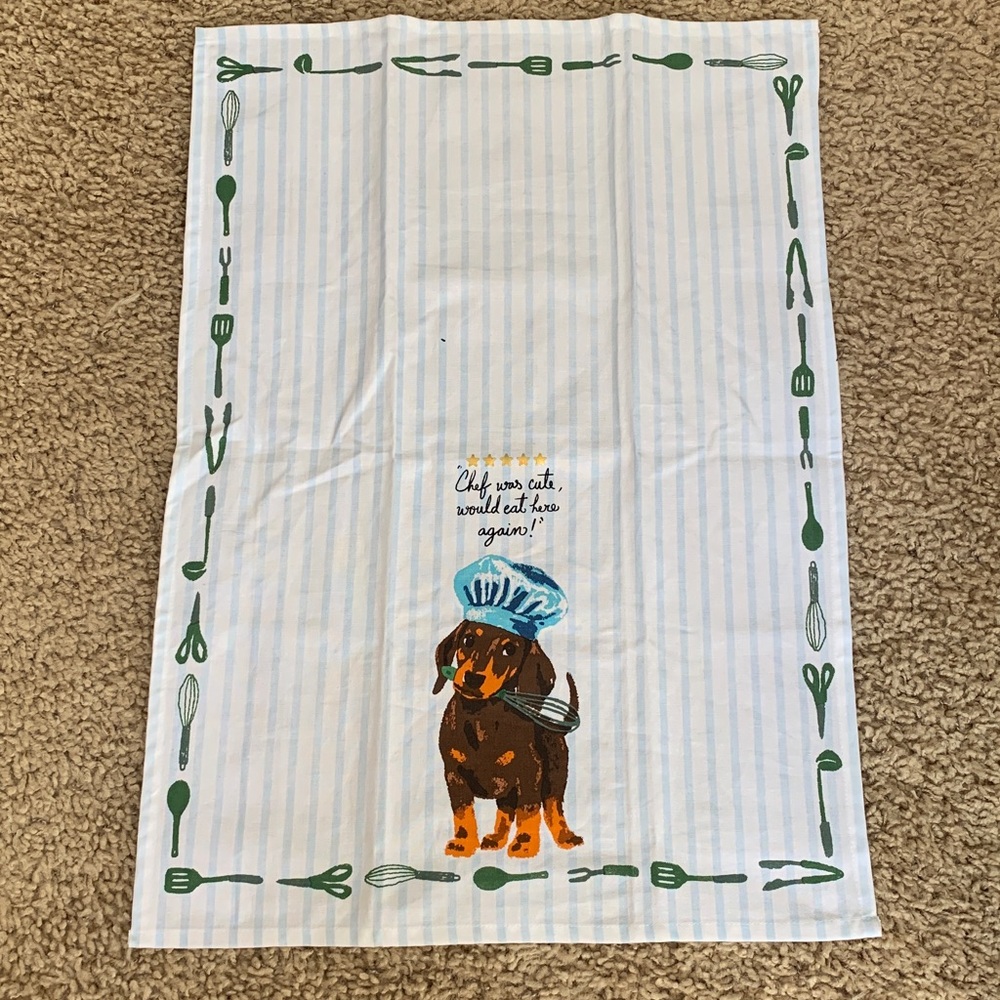 NWOT Anthropologie dachshund dog kitchen towel-Sous Chef Dish Towel-current - Picture 2 of 9